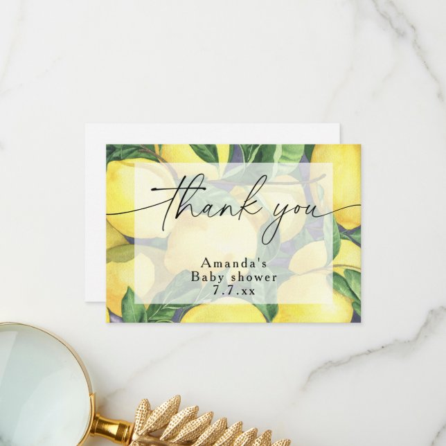 Thank you - Citrus Lemon - Baby shower Card (Front/Back In Situ)