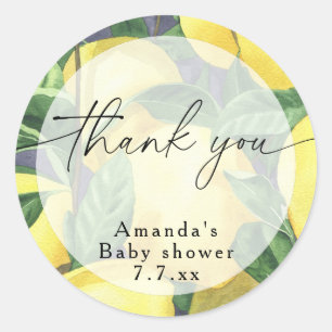 Thank you - Citrus Lemon - Baby shower Classic Round Sticker