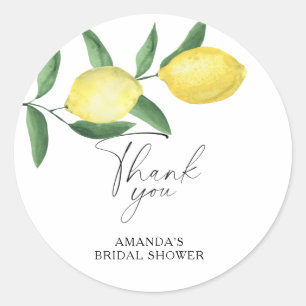Thank you - Citrus Lemon - Bridal shower Classic Round Sticker