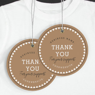 Thank You Classic Love Pattern Hang Tags Beige