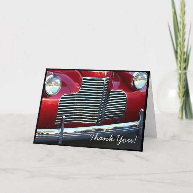 Thank You Classic red car greeting card (Front)
