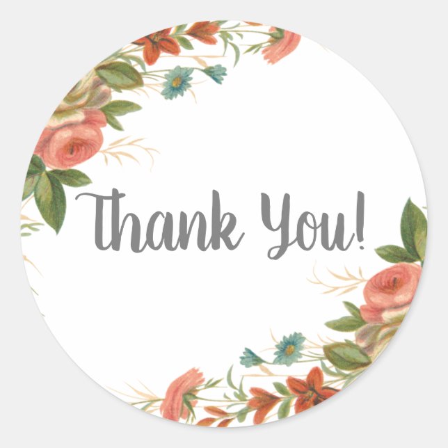 Thank you classic round sticker (Front)