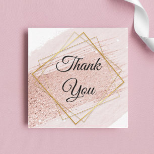 thank you,classic script,blush pink with gold card