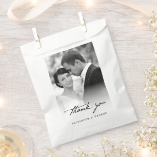 Thank You Classic Script Calligraphy Photo Wedding Favour Bags