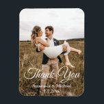 thank you,classic script,wedding photo magnet<br><div class="desc">thank you, classic script,  country wedding photo , custom</div>