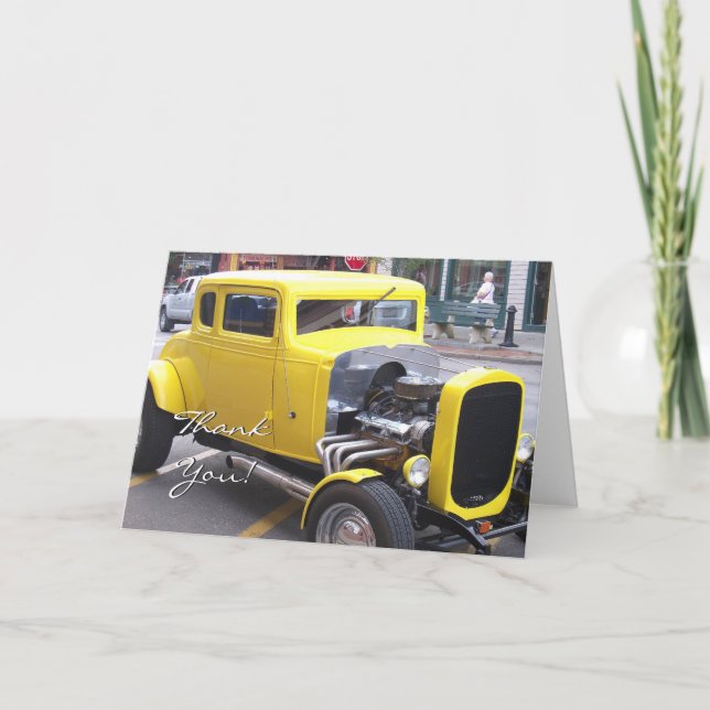 Thank You Classic Yellow Car greeting card (Front)