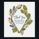 Thank You Cleaner For Christmas Wine Label<br><div class="desc">This beautiful Christmas wine label is to say a big thank you to a very special cleaner. It is hard to find a good cleaner who goes above and beyond, and who helps to make your home a soft place to fall at the end of a hard day. Say a...</div>