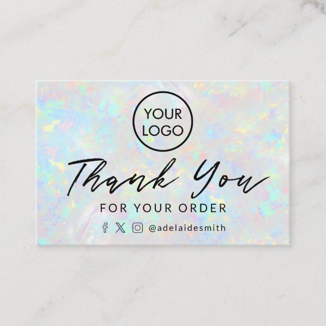 thank you clear opal background business card (Front)