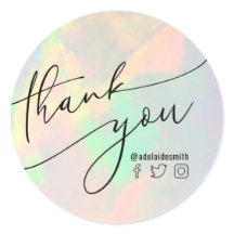 thank you clear opal classic round sticker