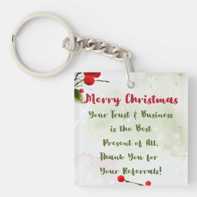 Thank you Client Promotional Referral | Christmas  Key Ring (Front)