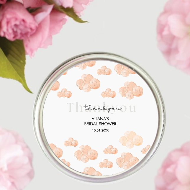 Thank you Cloud 9 Pastel Minimal Bridal Shower  Classic Round Sticker (Creator Uploaded)
