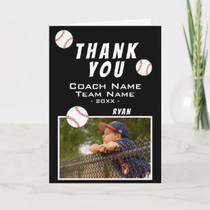 Thank you Coach Baseball Black Photo Card