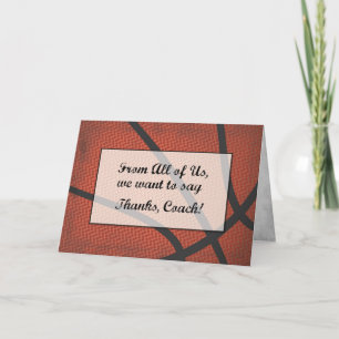 Thank You Coach Basketball Large Distressed Sports Card