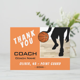Thank you Coach Basketball Player Silhouette Card
