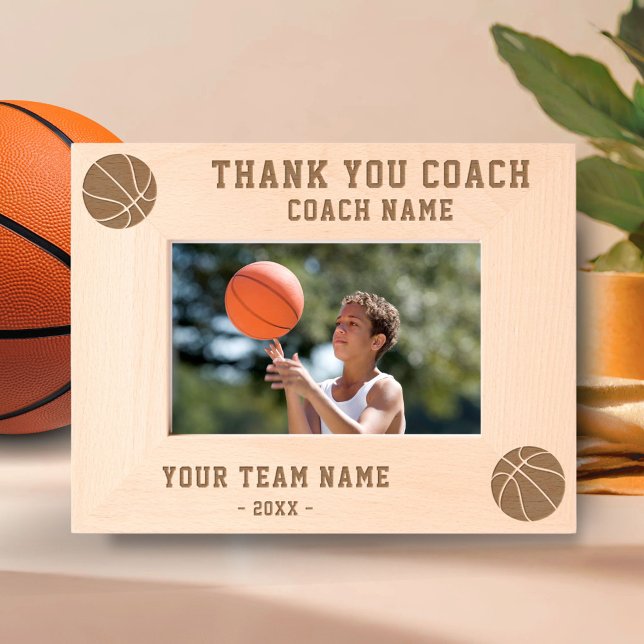 Thank you Coach Basketball Team Name Sports Etched Frames (Creator Uploaded)