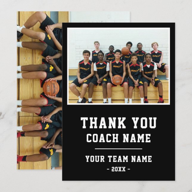 Thank you Coach Card Team Name Photo (Front/Back)