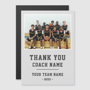 Thank you Coach Card Team Name Photo Magnet Card