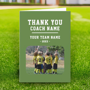 Thank you Coach Card with Team Name Photo