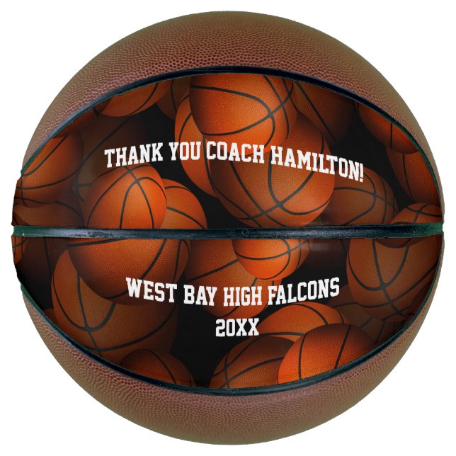 thank you coach commemorative basketball (Front)