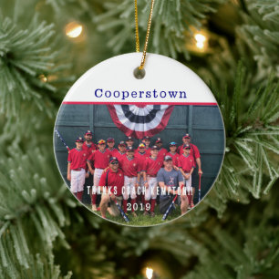 Thank You Coach – Cooperstown Keepsake Team Photo Ceramic Tree Decoration