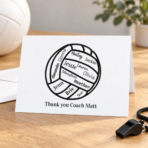 Thank You Coach Custom Name Volleyball Card