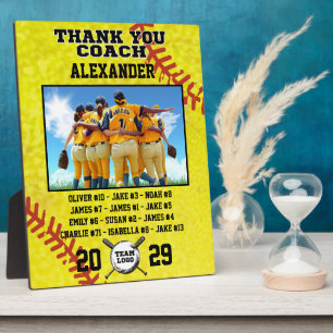 Thank You Coach, Custom photo & teammates names Plaque