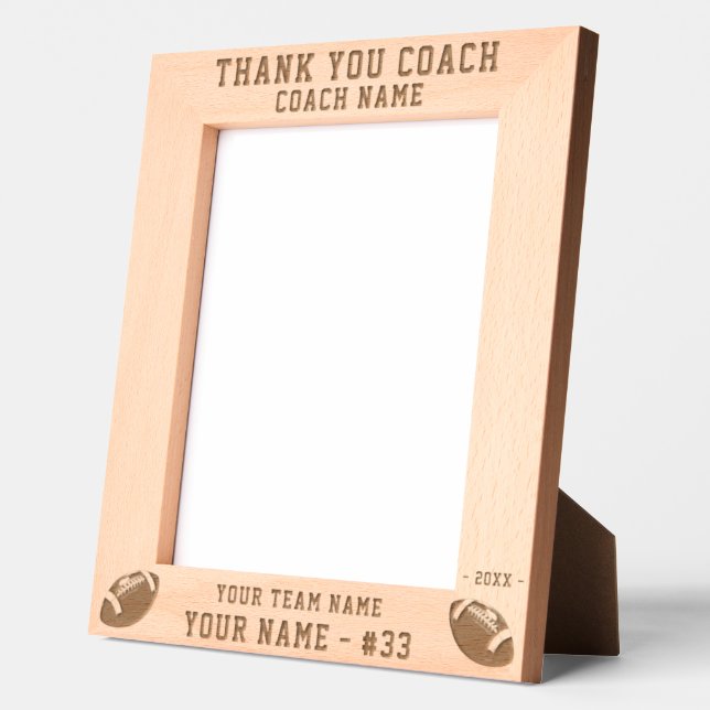 Thank you Coach Football Team Name Sports Etched Frames (Left)