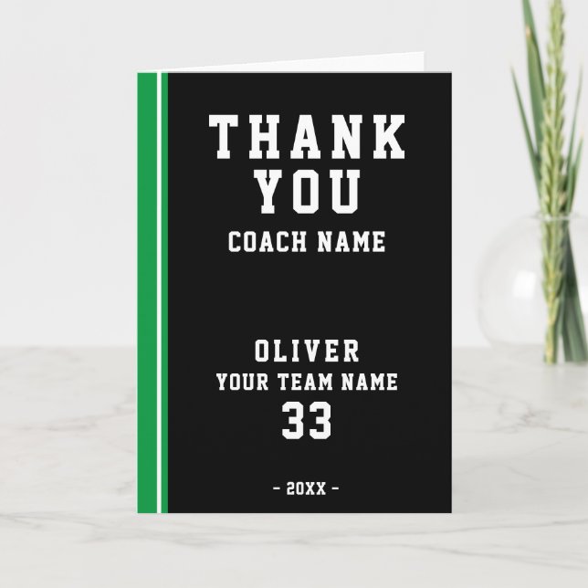 Thank you Coach Green Football Player Photo Card (Front)