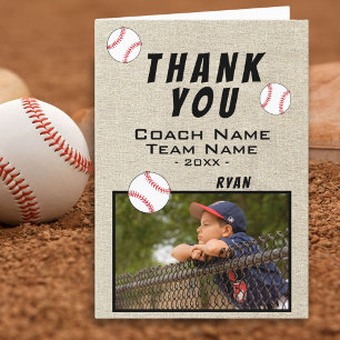 Thank you Coach Rustic Baseball Photo Card