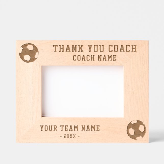 Thank you Coach Soccer Team Name Sports Etched Frames (Front)