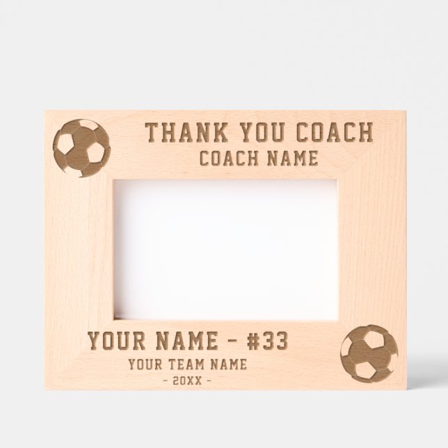 Thank you Coach Soccer Team Name Sports Etched Frames (Front)