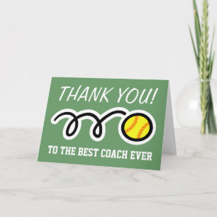 Thank you coach   softball greeting cards