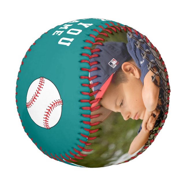 Thank you Coach Teal Team Name Number Photo  Baseball (Angled)