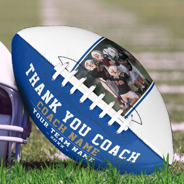 Thank you Coach Team Name and Team Photo Blue American Football (Creator Uploaded)
