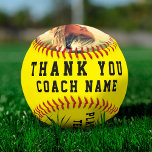 Thank you Coach Team Name Number Photo Softball<br><div class="desc">Thank you Coach Team Name Number Photo Softball. A perfect thank you gift for a coach. Personalise it with your photo,  team name,  your name,  your number,  the year and the coach name. To customise the ball click the customise button and easily use the design tool.</div>