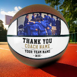 Thank you Coach Team Name Photo Basketball<br><div class="desc">Thank you Coach Team Name and Team Photo Basketball. Personalise with your coach name, team name and year. You can change any text on the basketball or erase it. A great gift for a coach! Add a team photo and get the team to sign the non-designed areas of the ball...</div>