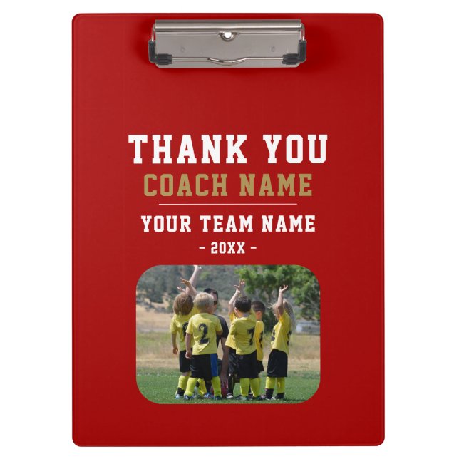 Thank you Coach Team Name Photo Clipboard (Front)
