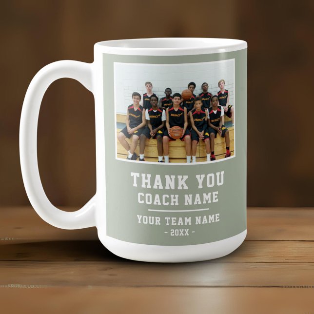 Thank you Coach Team Name Photo Coffee Mug (Creator Uploaded)