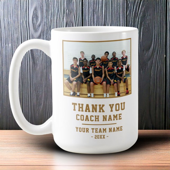 Thank you Coach Team Name Photo Coffee Mug (Creator Uploaded)