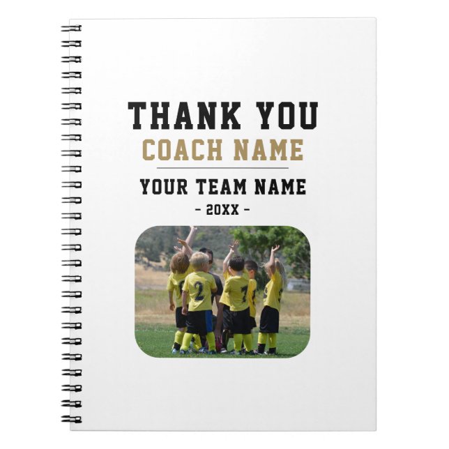 Thank you Coach Team Name Photo Notebook (Front)