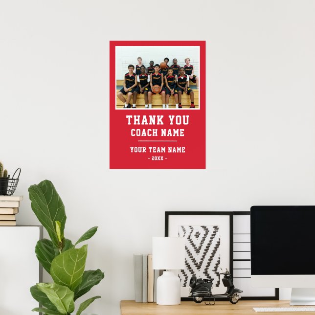 Thank you Coach Team Name Photo Poster (Home Office)