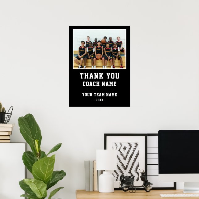 Thank you Coach Team Name Photo Poster (Home Office)