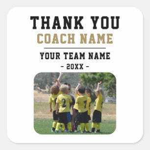 Thank you Coach Team Name Photo Square Sticker