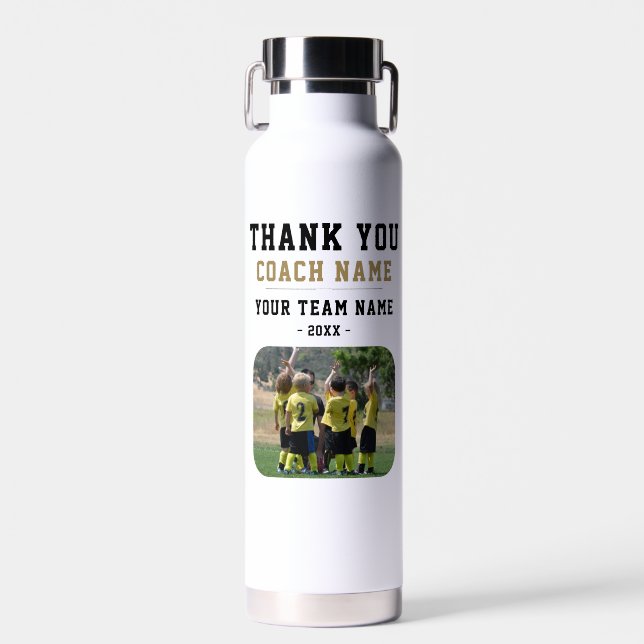 Thank you Coach Team Name Photo Water Bottle (Front)
