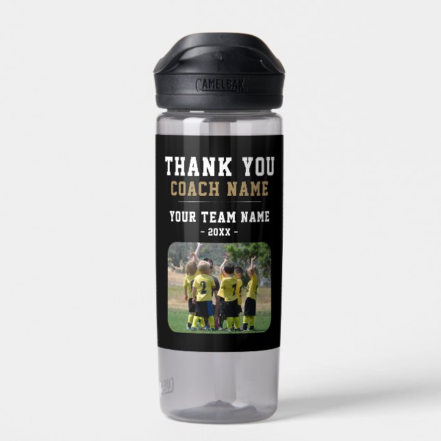 Thank you Coach Team Name Photo Water Bottle (Back)