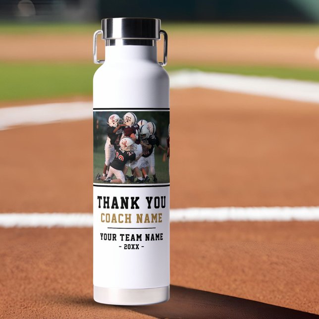 Thank you Coach Team Name Photo Water Bottle (Creator Uploaded)