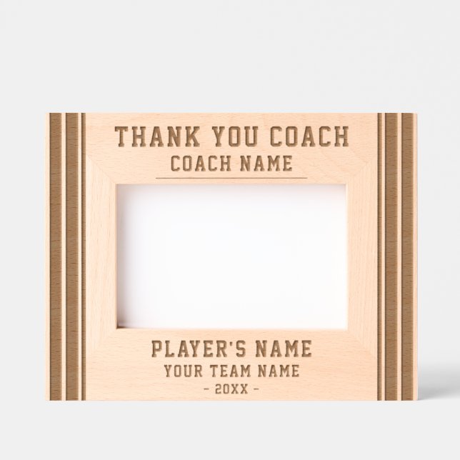 Thank you Coach Team Name Sports Keepsake Etched Frames (Front)