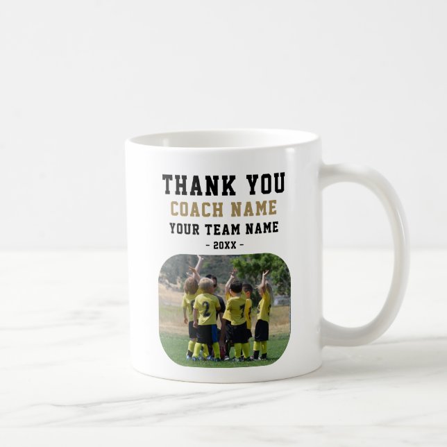 Thank you Coach with Team Name Photo Coffee Mug (Right)