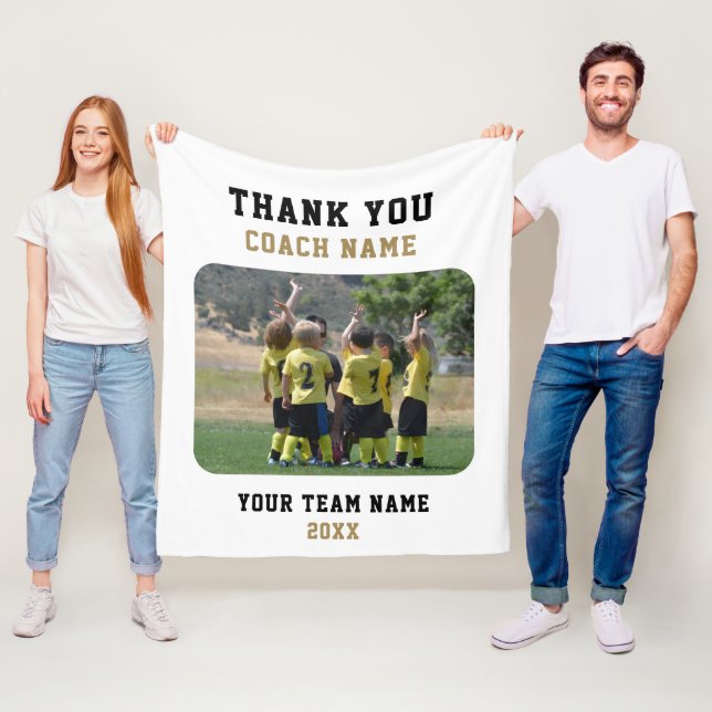 Thank you Coach with Team Name Photo Fleece Blanket (In Situ)