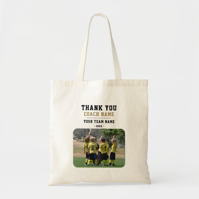 Thank you Coach with Team Name Photo Tote Bag (Front)